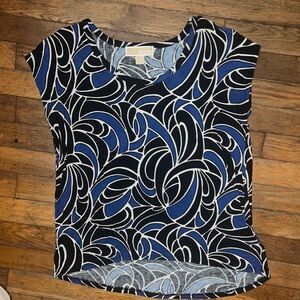 Michael Kors royal blue and black geometric knit sleeveless top size medium